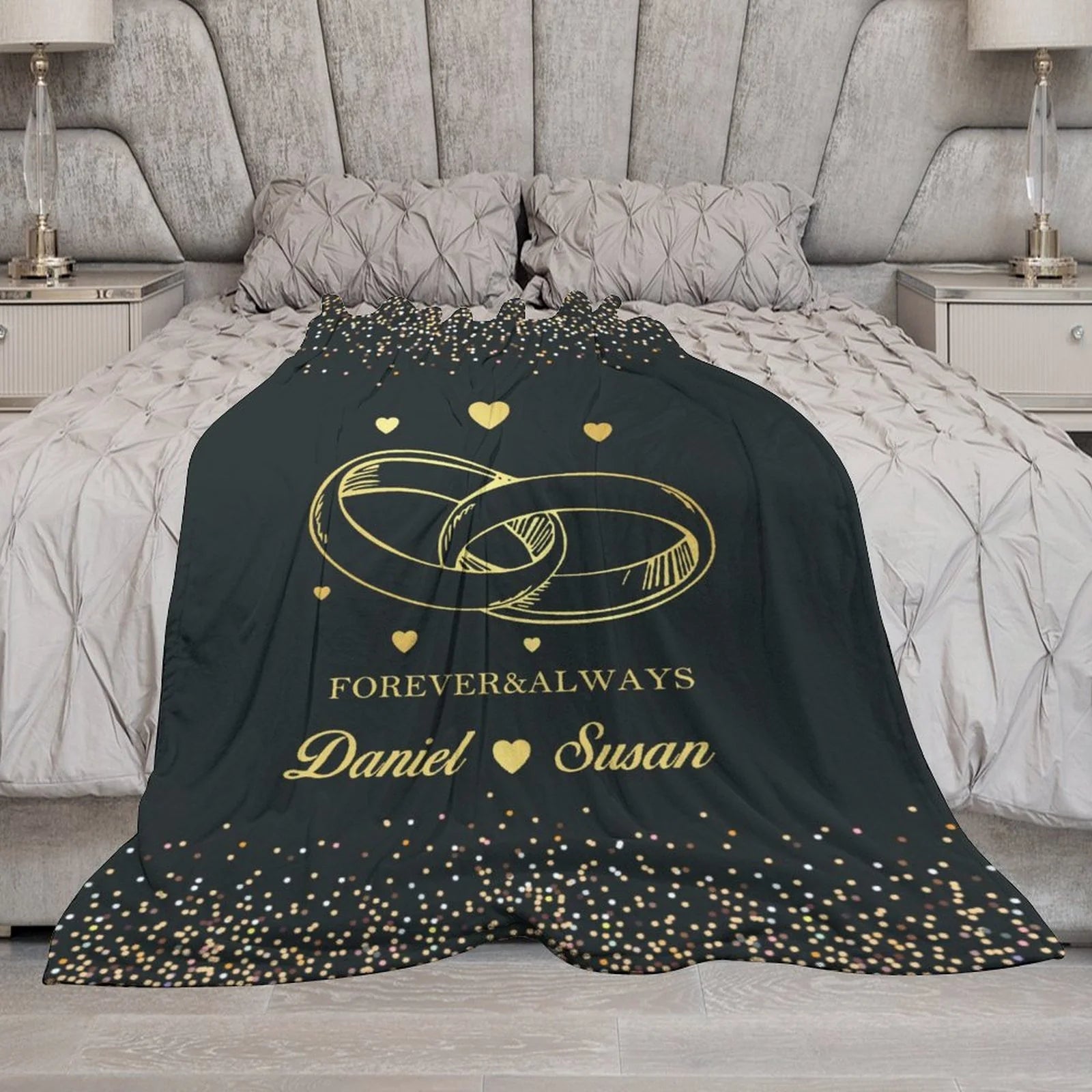 Personalized Couple throw blanket anniversary gift for girlfriend, wife