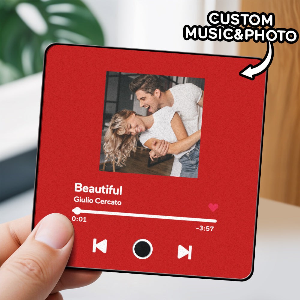 Personalized Custom Photo Music Fridge Magnet Can Play Songs and Adjust Volume, Gifts for Her