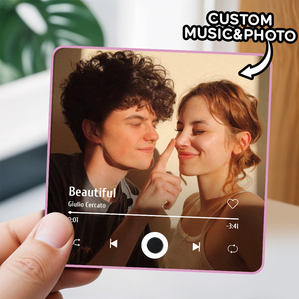 Personalized Custom Photo Music Fridge Magnet Can Play Songs and Adjust Volume, Gifts for Her