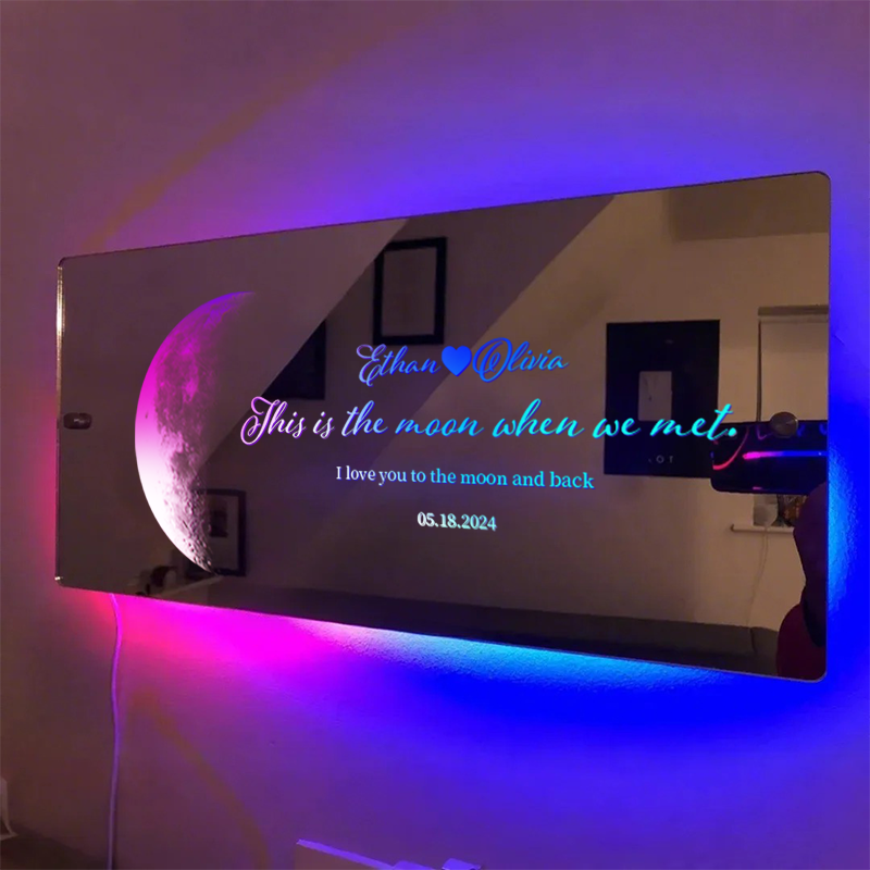 🌕Custom Anniversary Moon Phase Mirror Light - Romantic Valentine's Day Gift