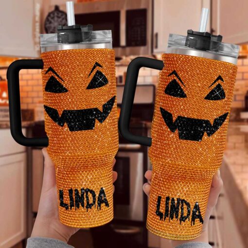 Halloween Tumbler - Personalized Pumpkin Bling 40 Oz Tumbler