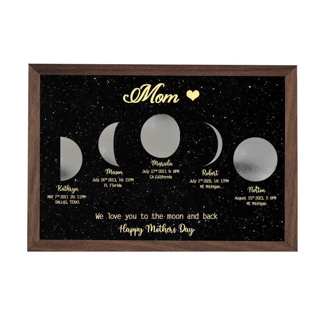 🌔Custom Moon Phase Frame Night Sky Print Family Gift