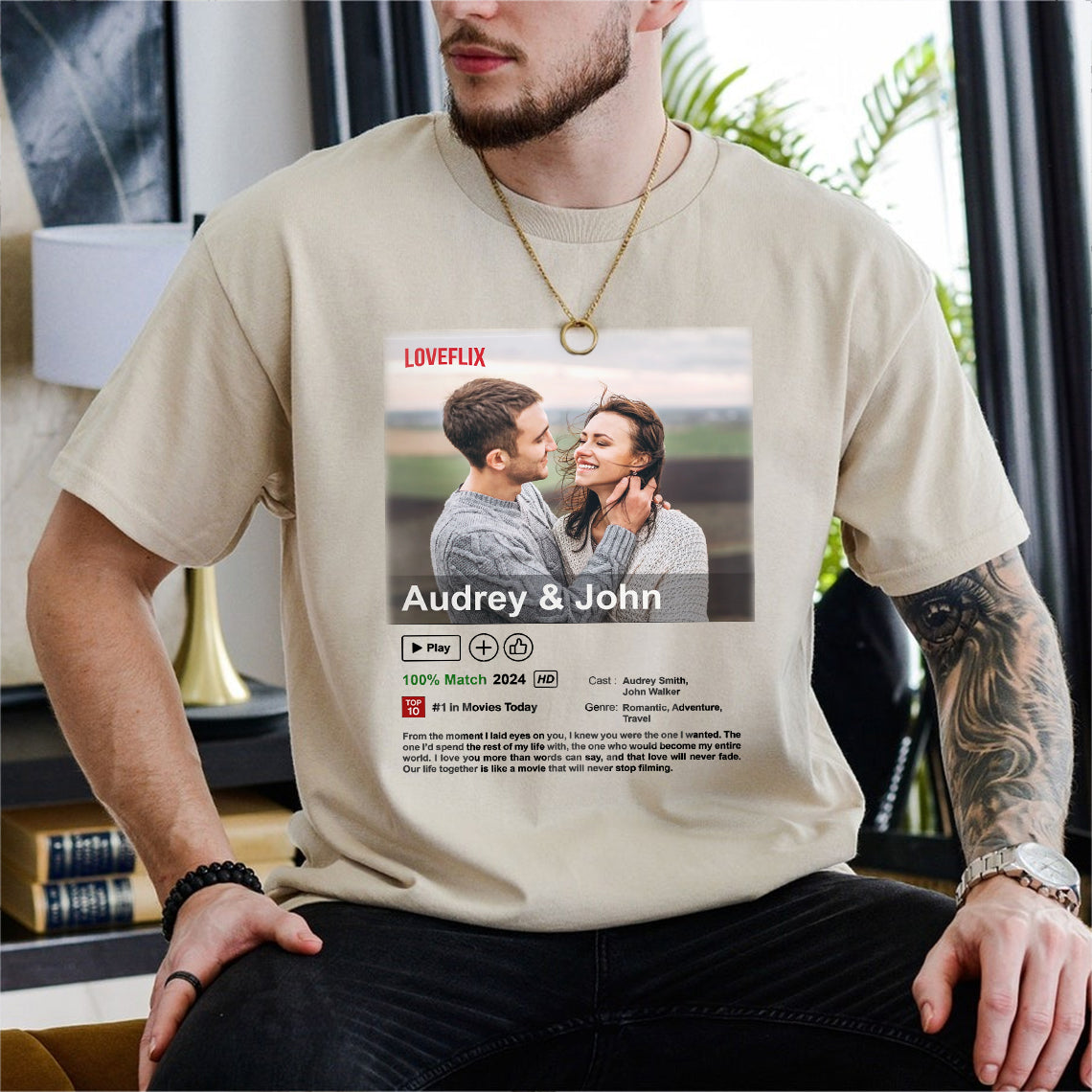 ⭐️Custom LOVEFLIX Movie Photo Shirt With Your Love Story