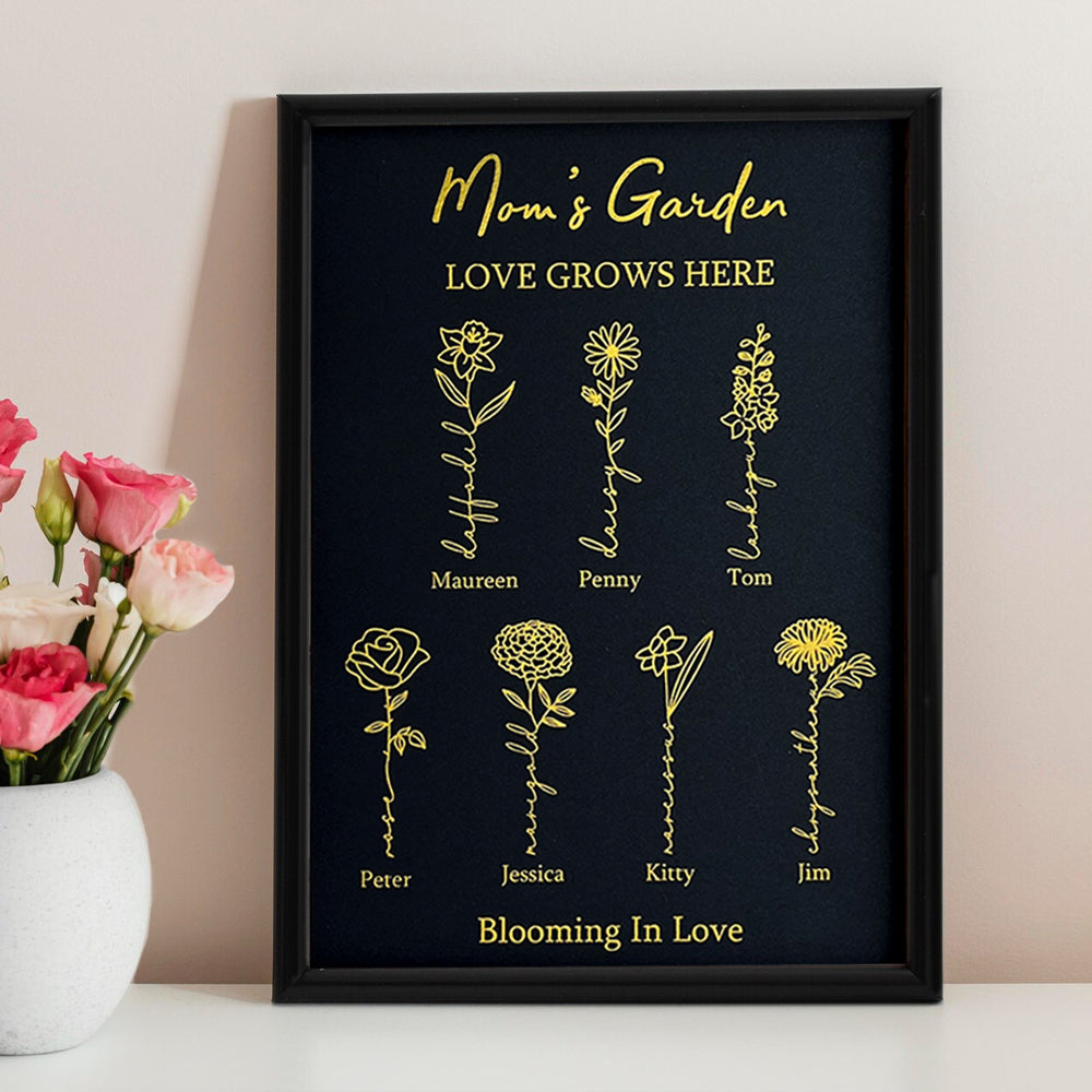 Hot Sale⭐️Custom Golden Foil Birth Flower Frame (Customized free)