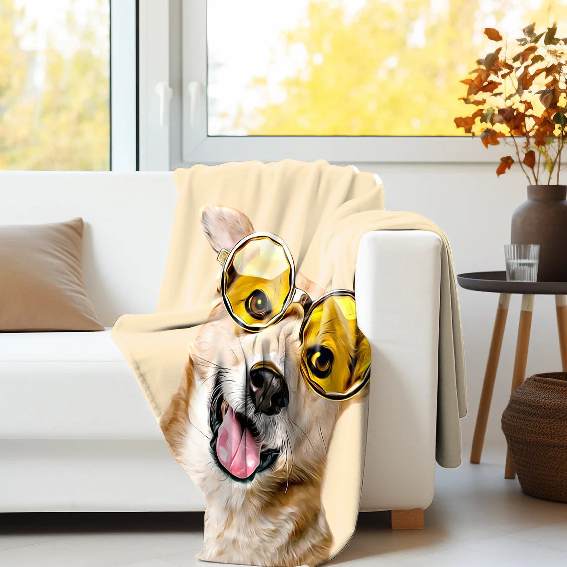 Personalized Pet Portrait Photo Fleece Blanket