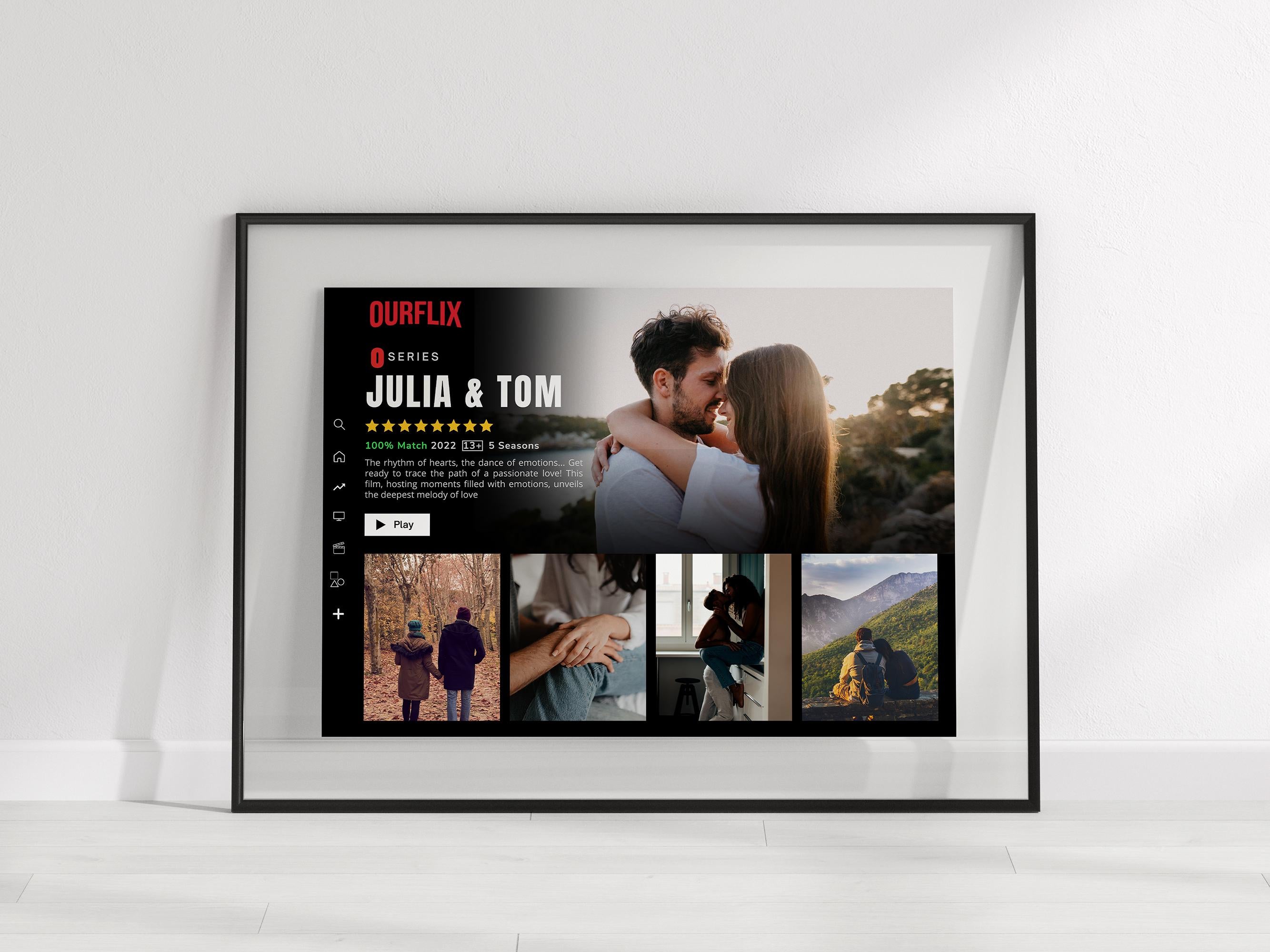 Personalized Lovestory Movie Frame, Gift For Lover