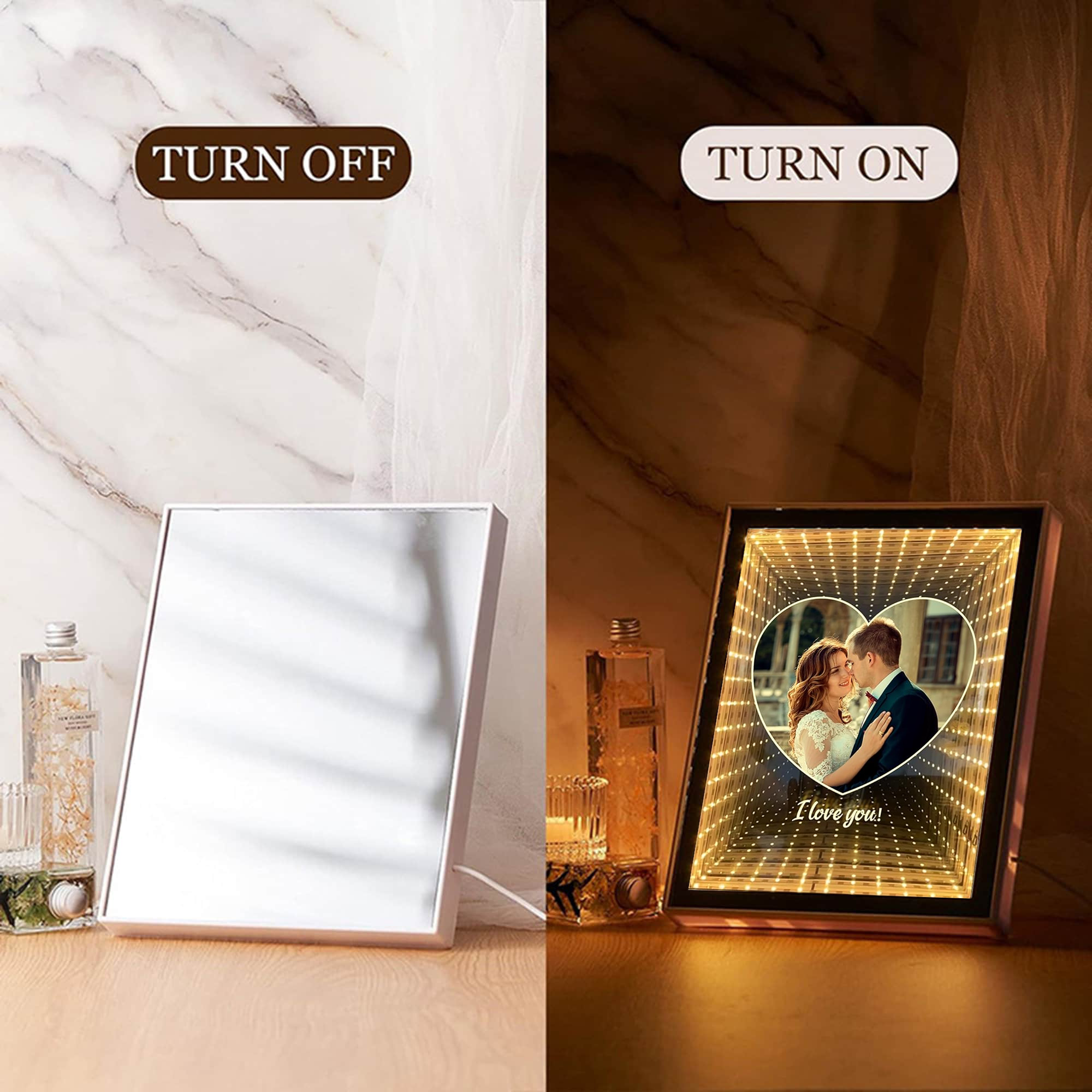 Customized Couple Photo Love Corridor Mirror Lamp