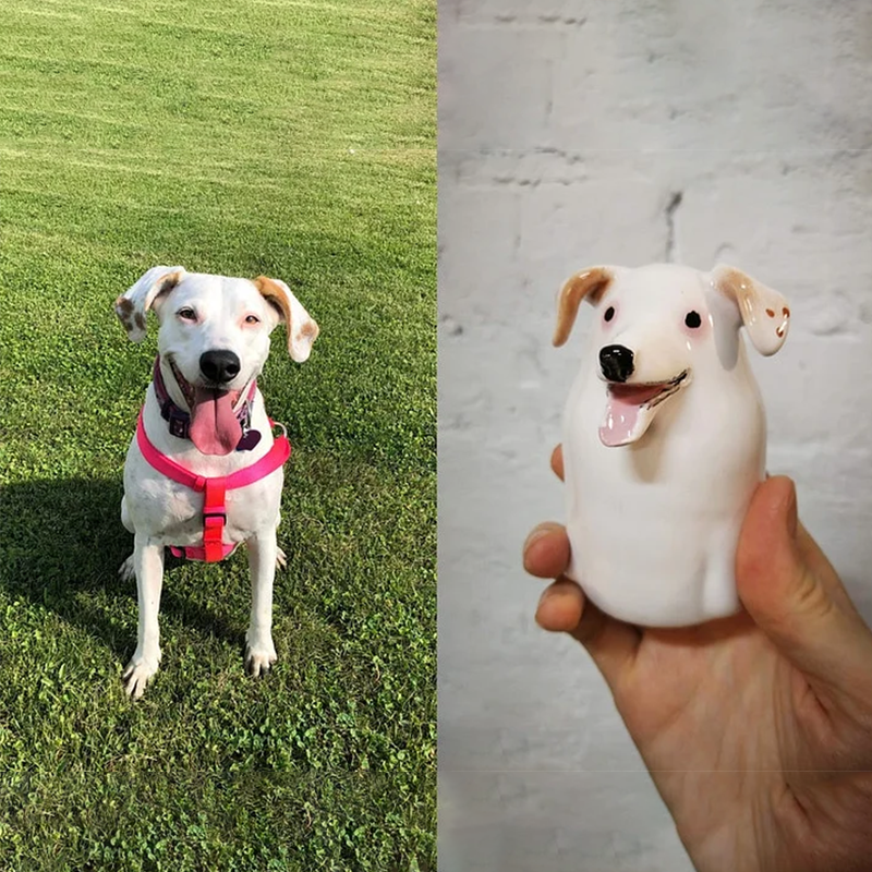 Custom Pet Portrait, Personalized Cookie Jar with Lid, Ceramic Portrait from Photo Figurine