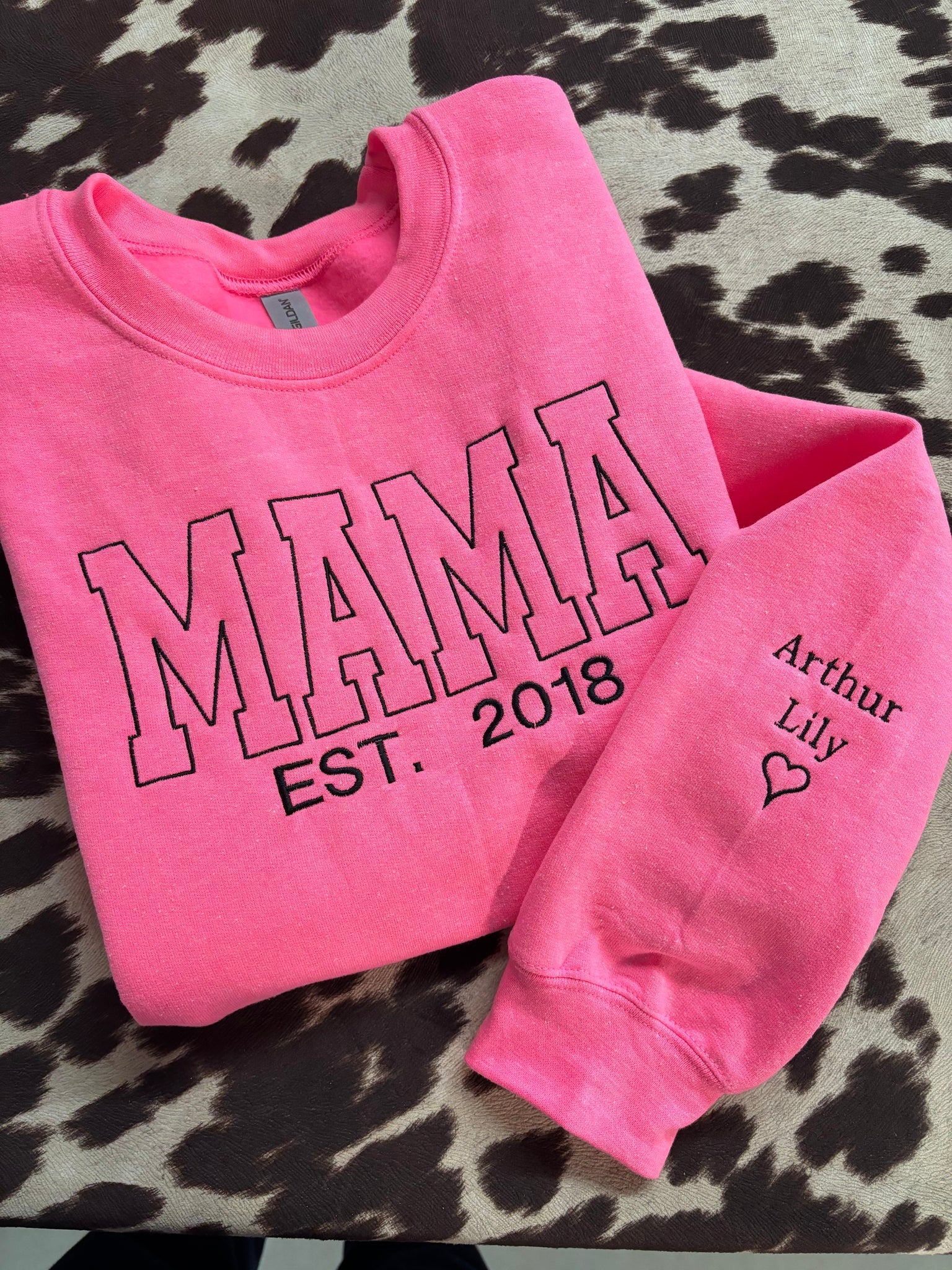 Personalized Mama Embroidered Sweatshirt With Date & Name, Mother's Day Gift