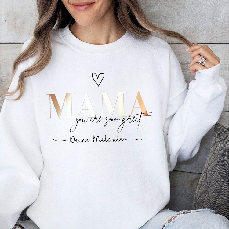 Personalized MAMA “You are soooo great” Sweatshirt with Kids Name on Sleeve-Mother's Day Sale (Customized free)