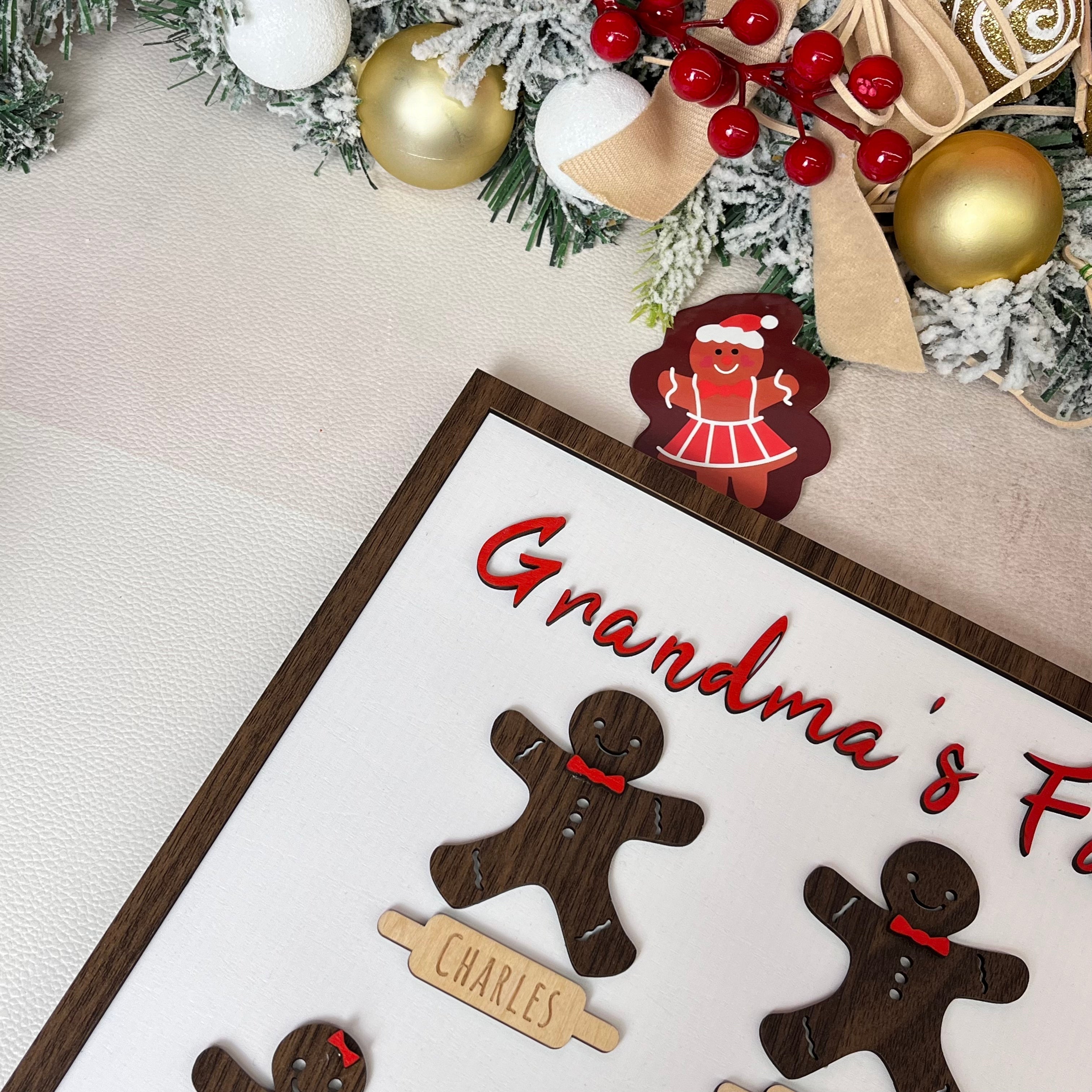 Custom Gingerbread Man Family Name Wooden Frame