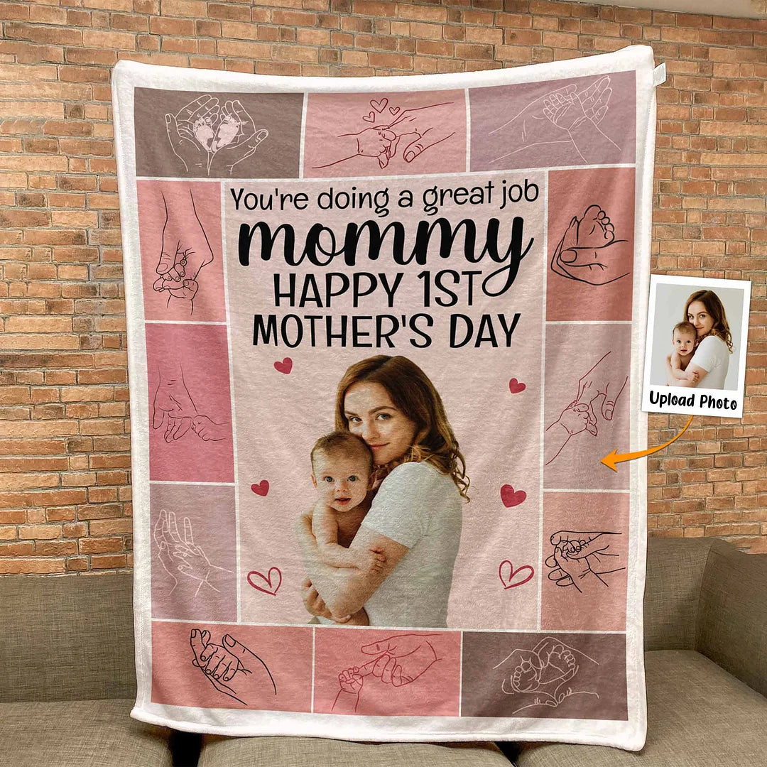 Happy 1St Mother's Day - Personalized Photo Blanket Popular Now