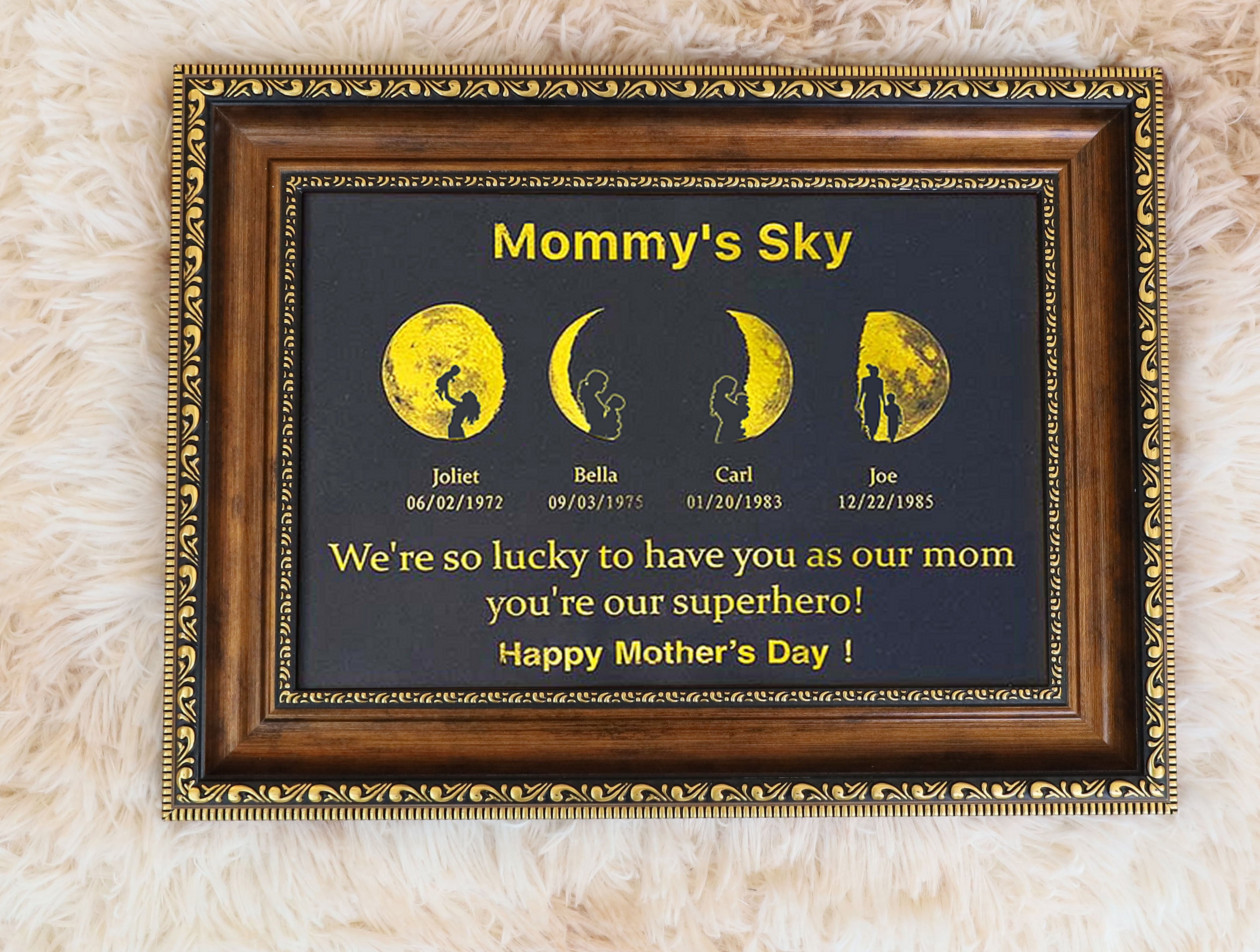 Custom Moon Phase Art Frame Customized Moon Phase with People Silhouette Frame (Customized free)