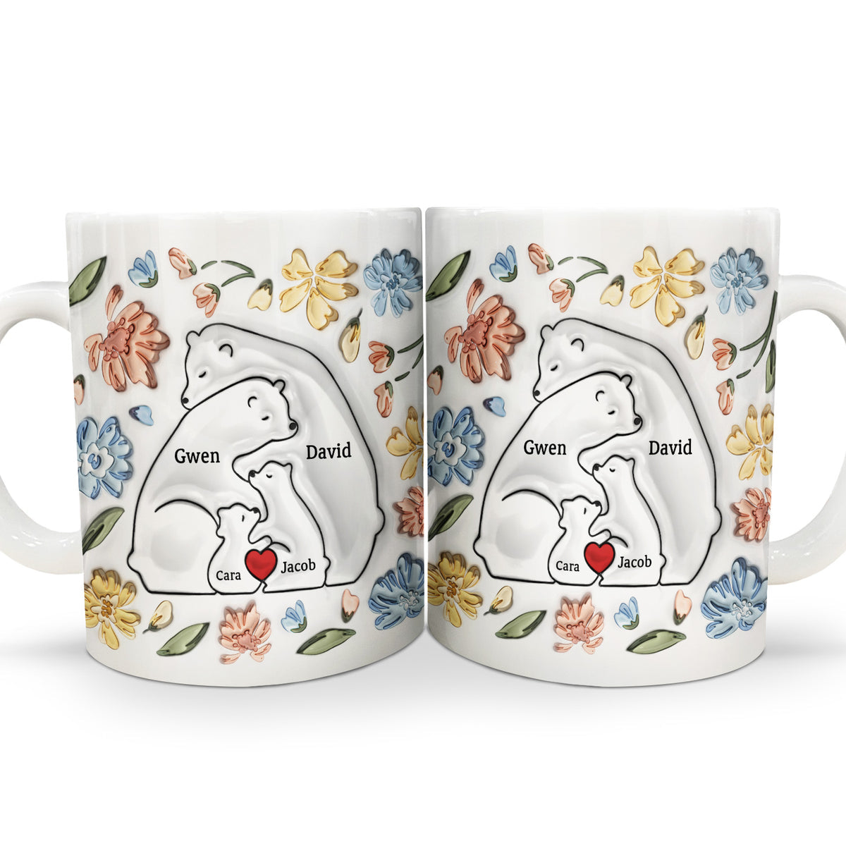 Bear Family Bear Mama - 3D Inflated Effect Printed Mug, Personalized White Mug- Gift For Mother