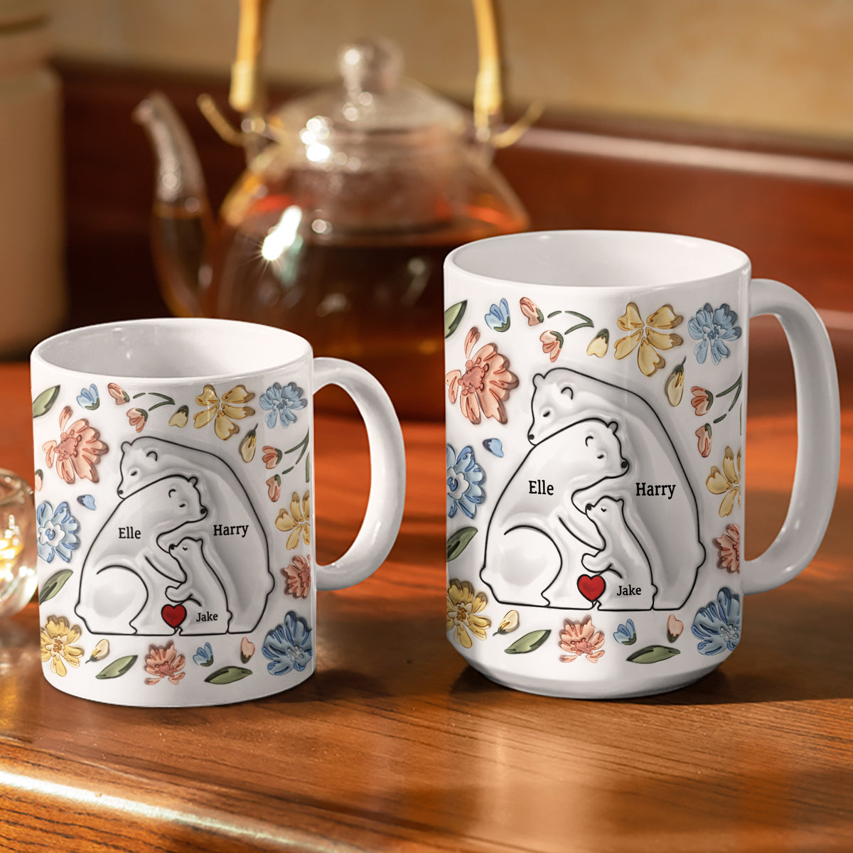 Bear Family Bear Mama - 3D Inflated Effect Printed Mug, Personalized White Mug- Gift For Mother