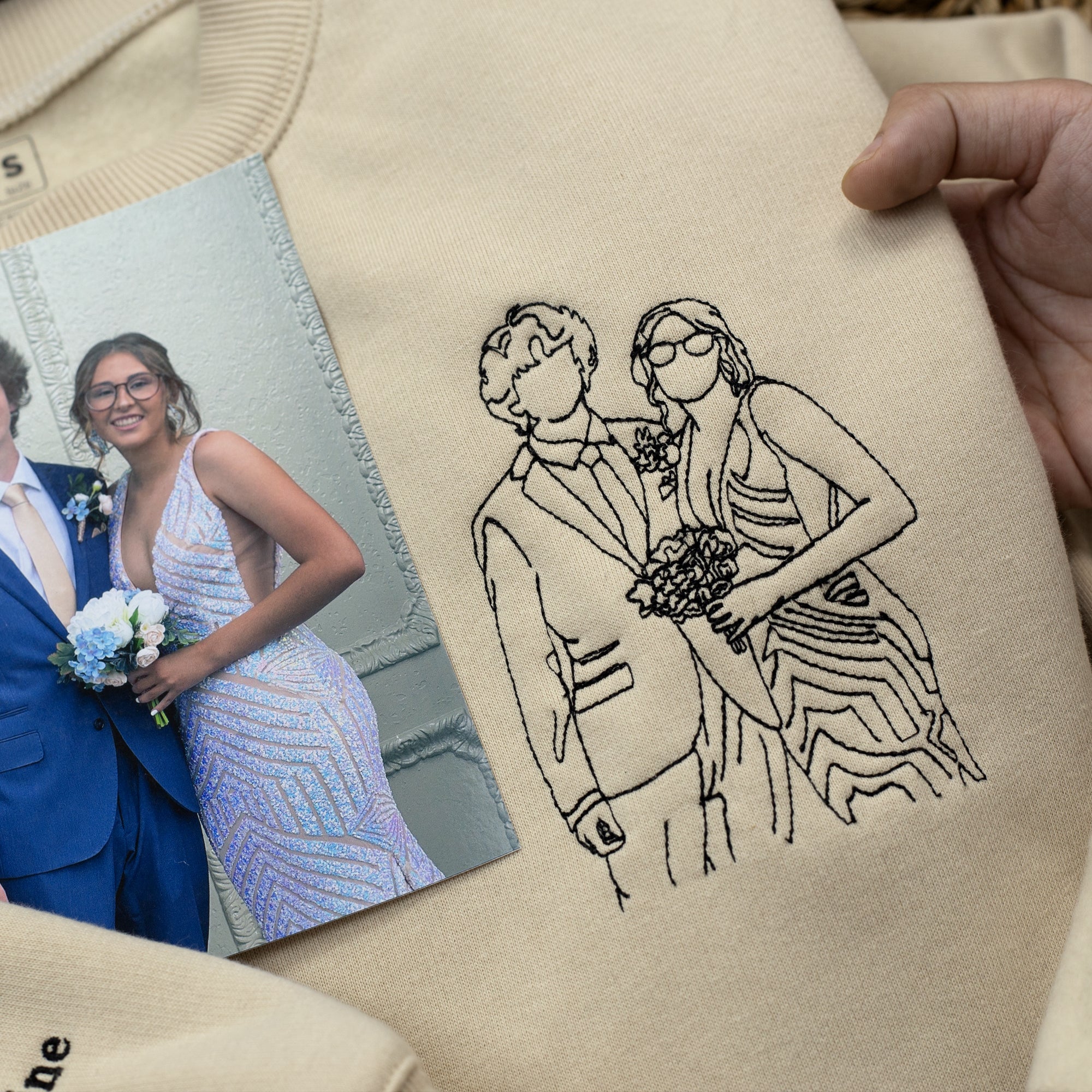 Custom Embroidered Couple Portrait Sweatshirt, Portrait From Photo Sweatshirt, Valentine's Day Gift