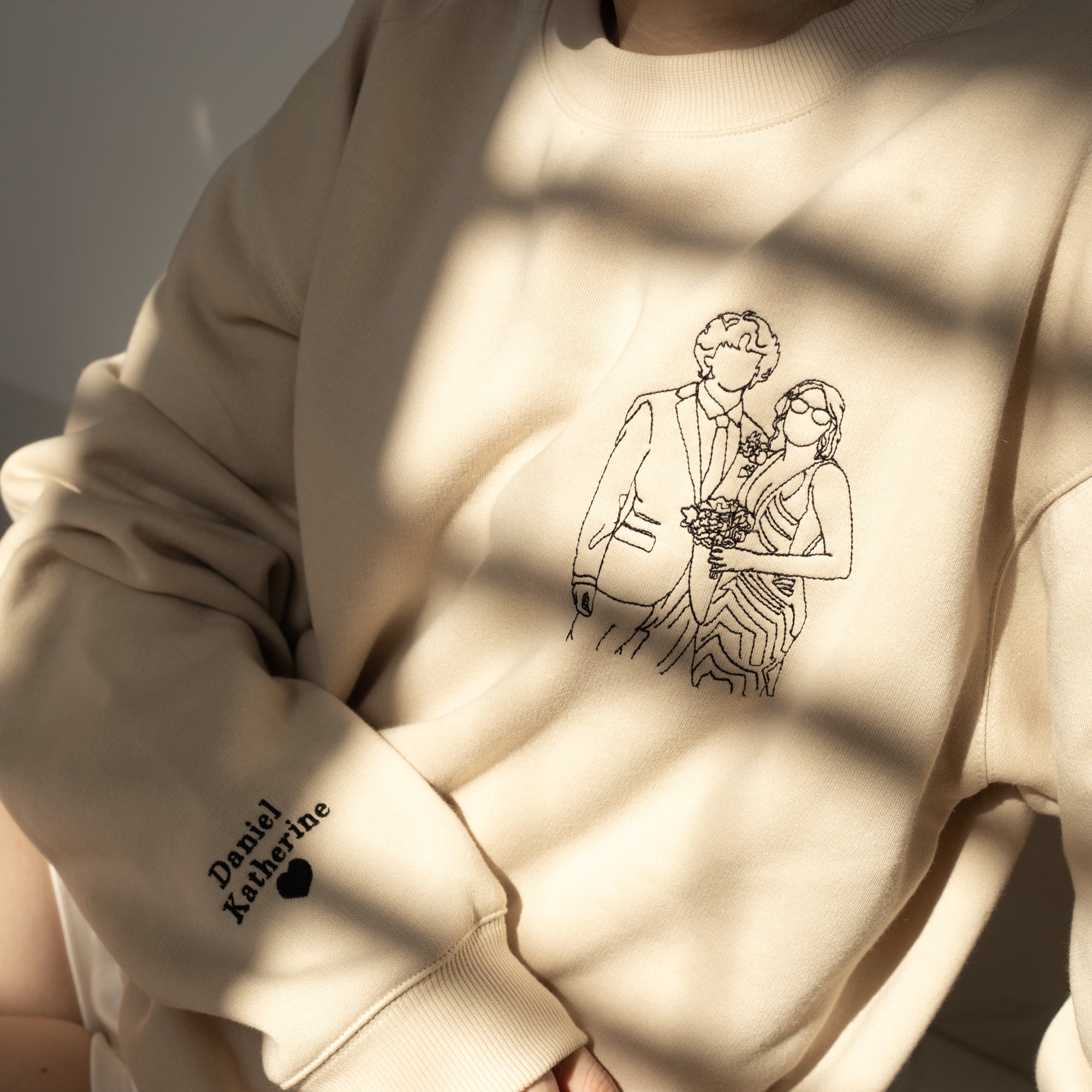 Custom Embroidered Couple Portrait Sweatshirt, Portrait From Photo Sweatshirt, Valentine's Day Gift