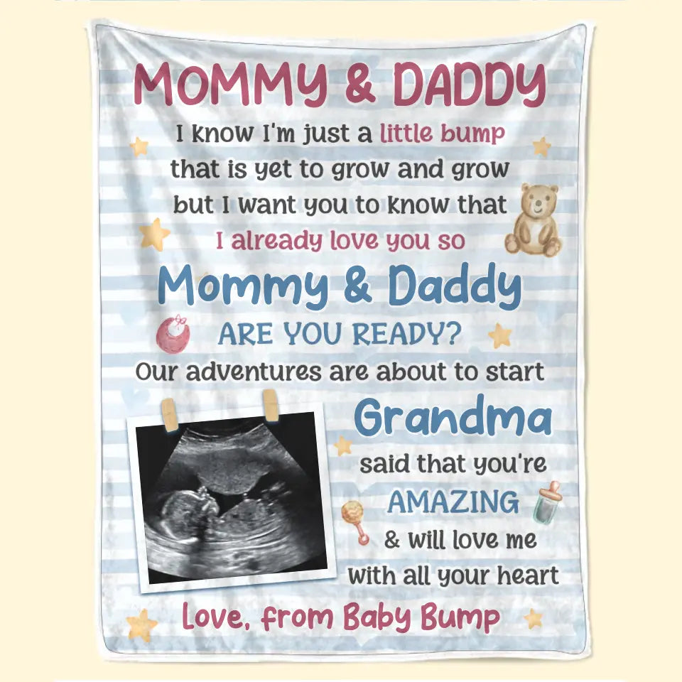 Custom Photo Mommy Daddy Are You Ready Blanket - Family Custom Blanket Baby Shower Gift