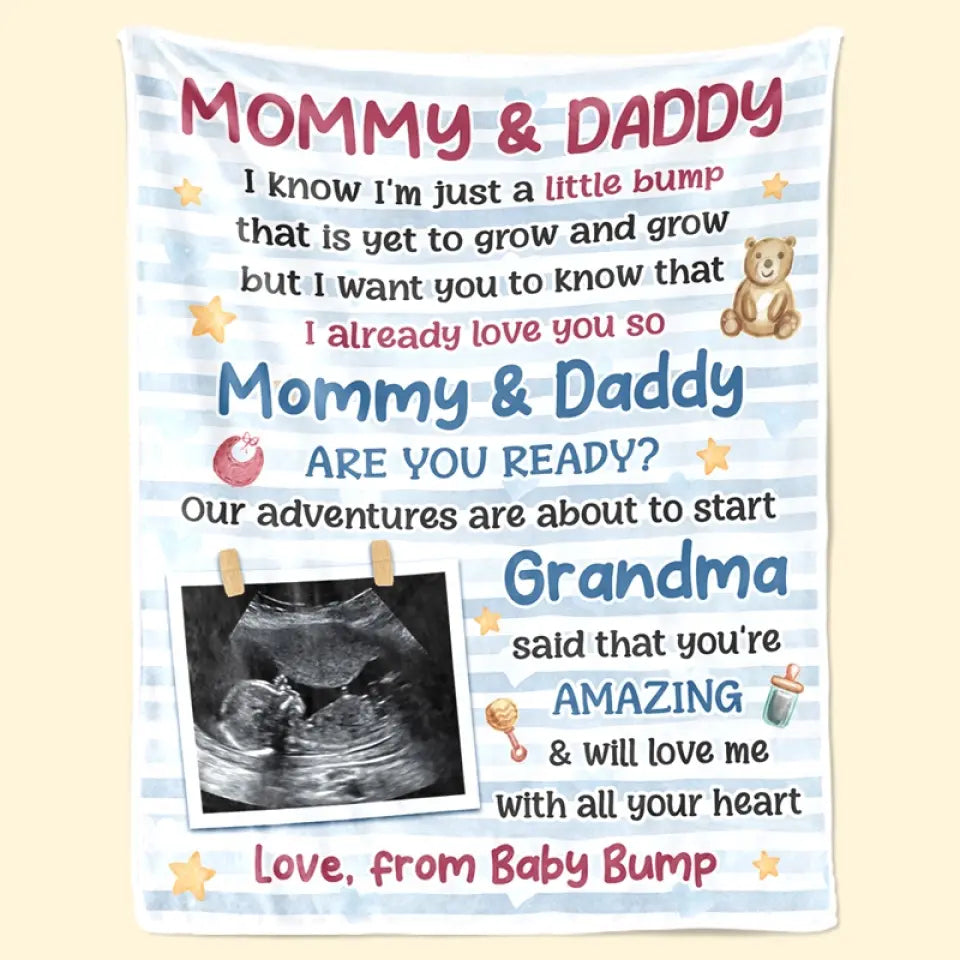 Custom Photo Mommy Daddy Are You Ready Blanket - Family Custom Blanket Baby Shower Gift