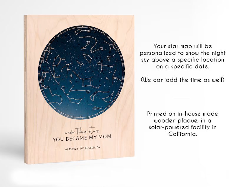 Personalized Star Map - The Day You Became My Mom - Custom Night Sky Gifts For Mother's Day