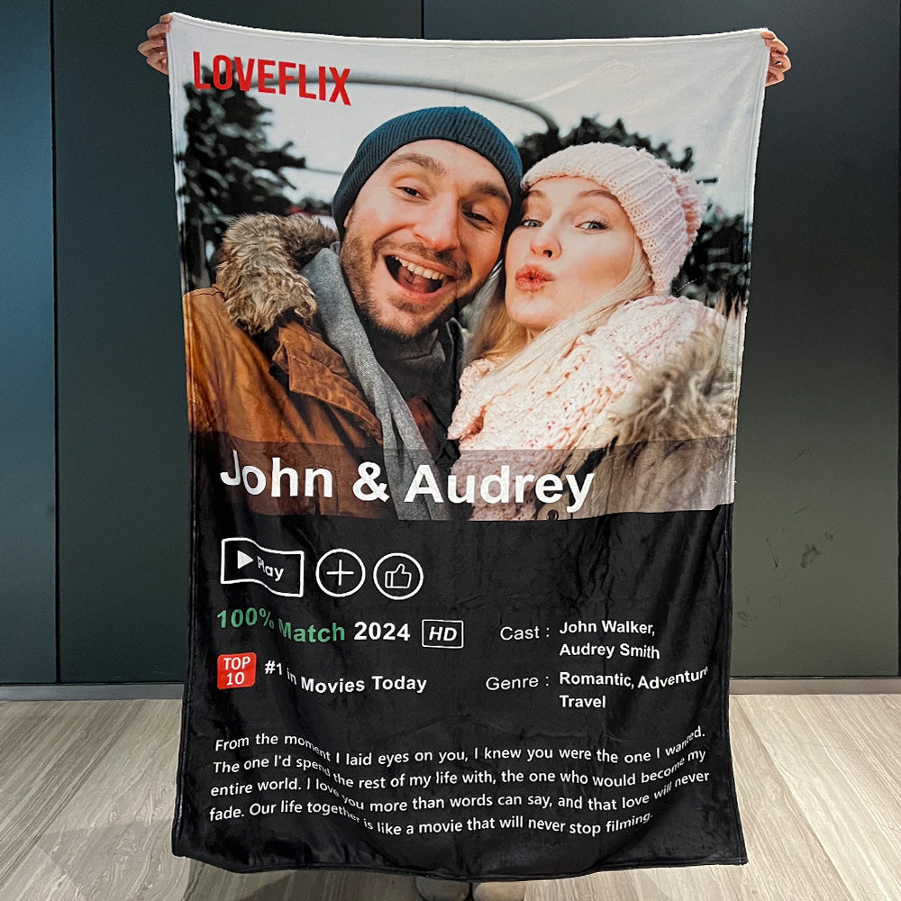 ⭐️Custom LOVEFLIX Movie Photo Blanket with Your Love Story