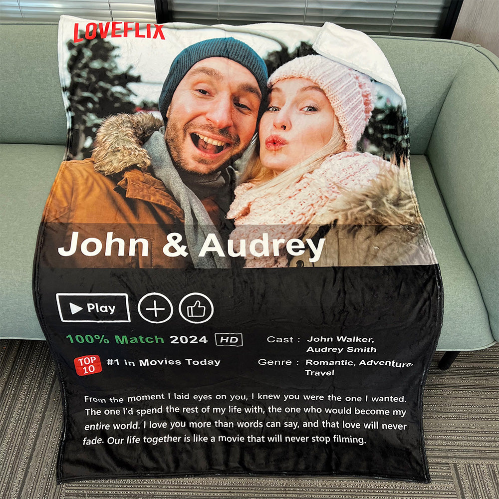 ⭐️Custom LOVEFLIX Movie Photo Blanket with Your Love Story