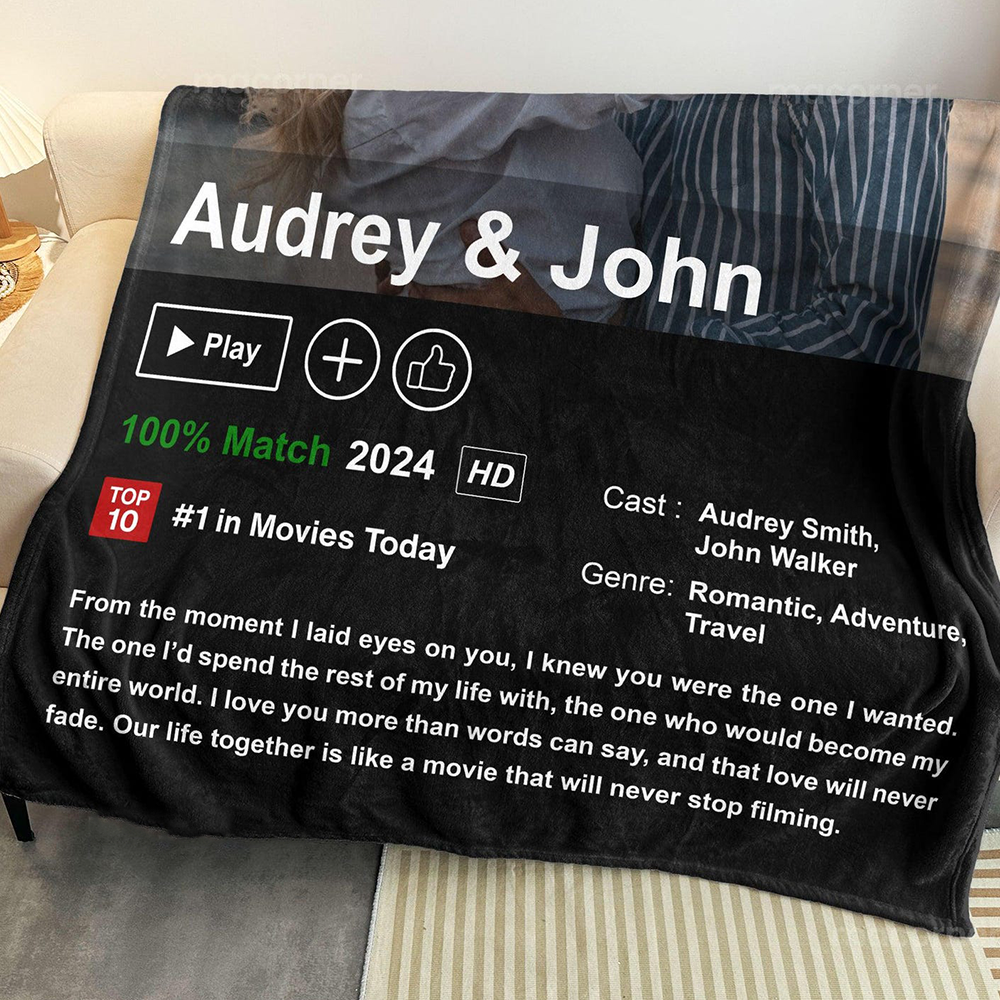 ⭐️Custom LOVEFLIX Movie Photo Blanket with Your Love Story