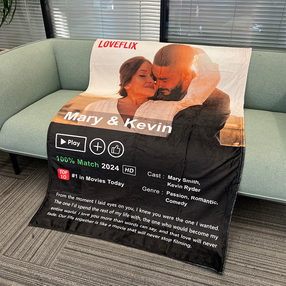 ⭐️Custom LOVEFLIX Movie Photo Blanket with Your Love Story