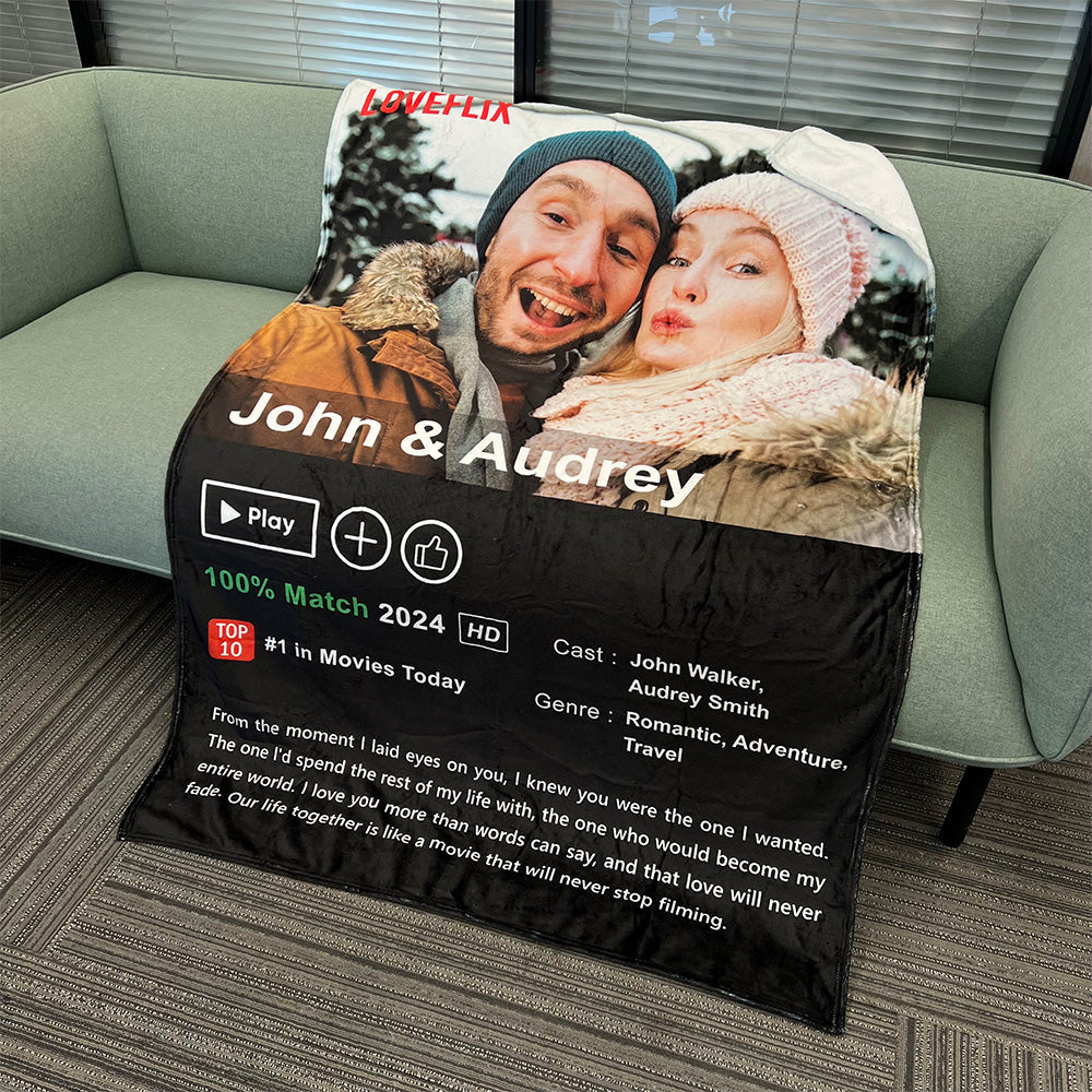 ⭐️Custom LOVEFLIX Movie Photo Blanket with Your Love Story