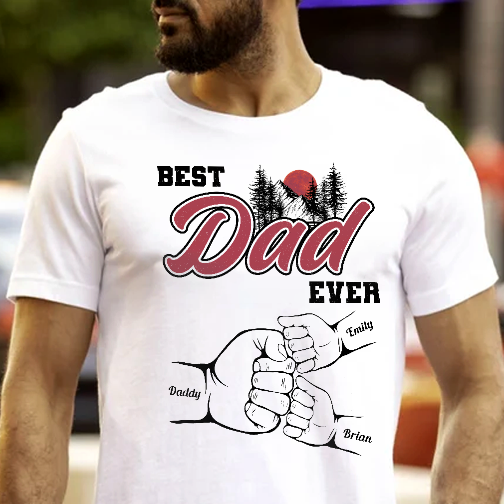 Best Dad Ever Fist Bump Custom Kids' Names - Personalized Sweatshirt