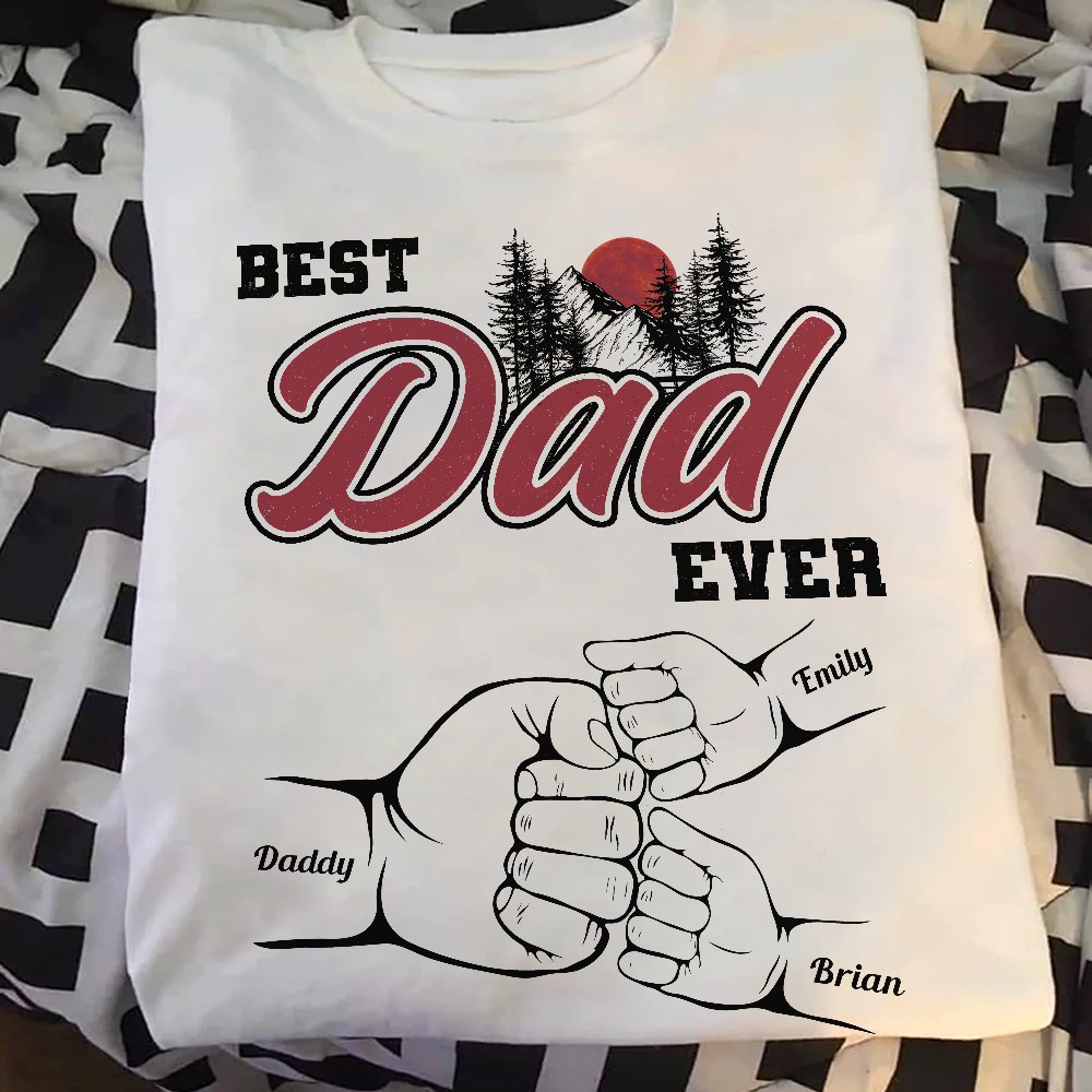 Best Dad Ever Fist Bump Custom Kids' Names - Personalized Sweatshirt