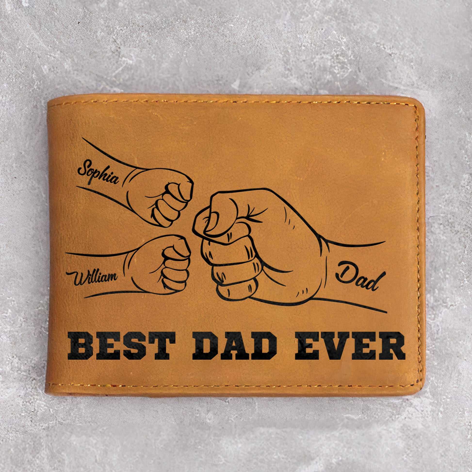 Best Dad Ever Father's Day Gift Custom Kids' Names - Personalized Leather Wallet