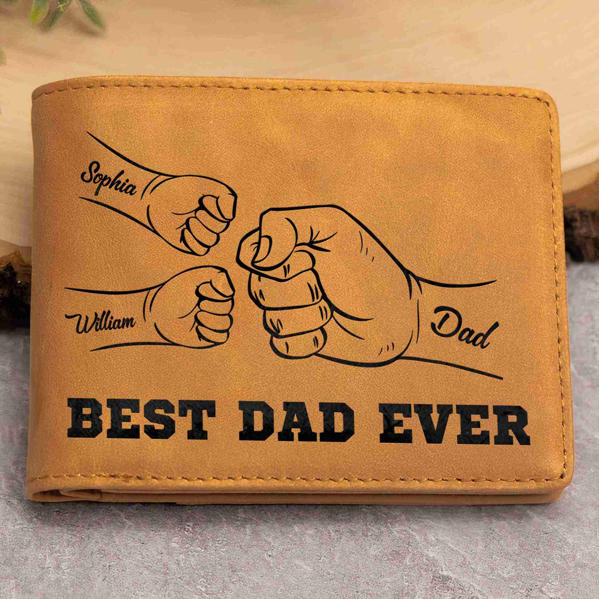 Best Dad Ever Father's Day Gift Custom Kids' Names - Personalized Leather Wallet