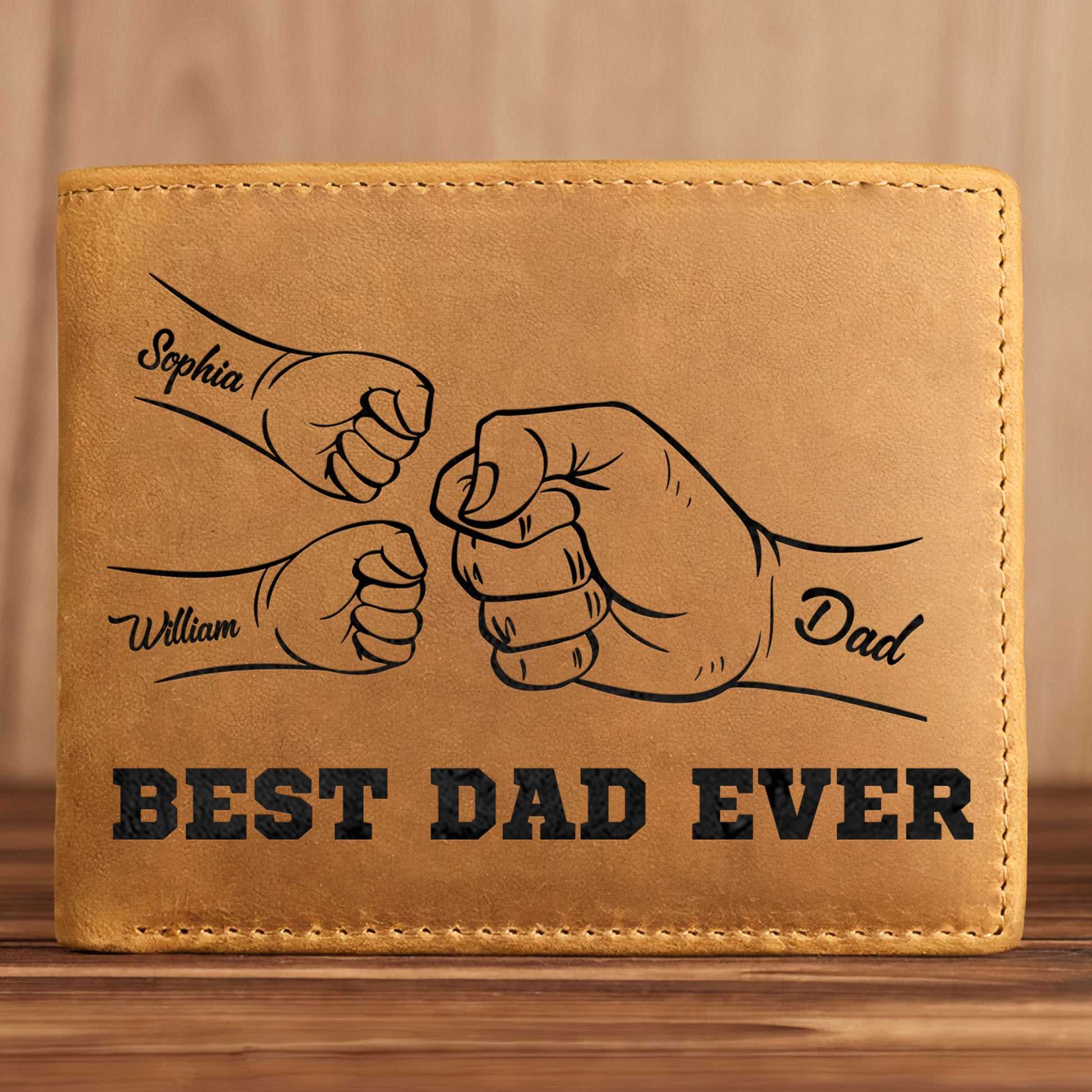 Best Dad Ever Father's Day Gift Custom Kids' Names - Personalized Leather Wallet