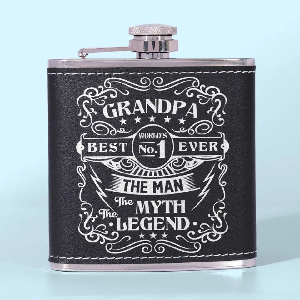 The Man The Myth The Legend - Family Personalized Custom Hip Flask - Father's Day Gifts