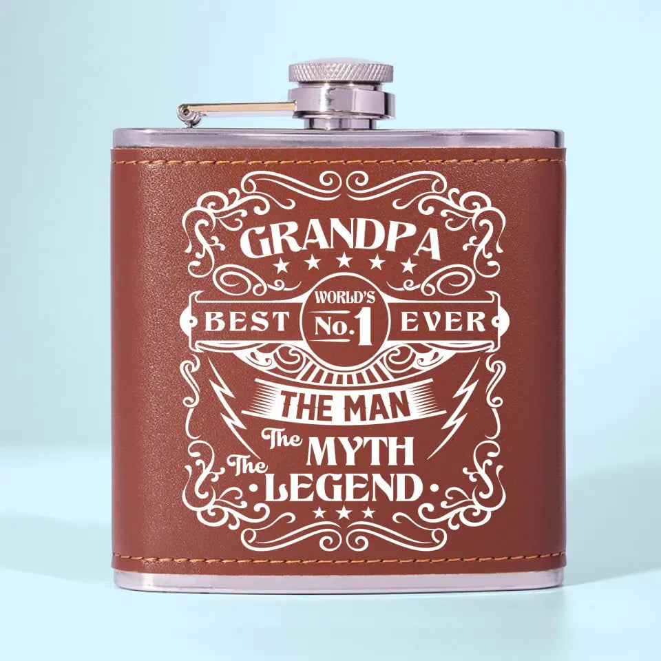 The Man The Myth The Legend - Family Personalized Custom Hip Flask - Father's Day Gifts