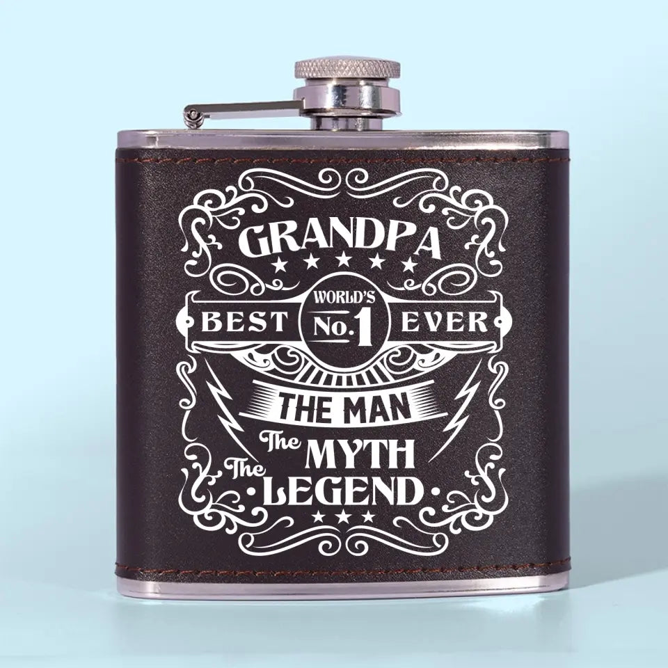 The Man The Myth The Legend - Family Personalized Custom Hip Flask - Father's Day Gifts