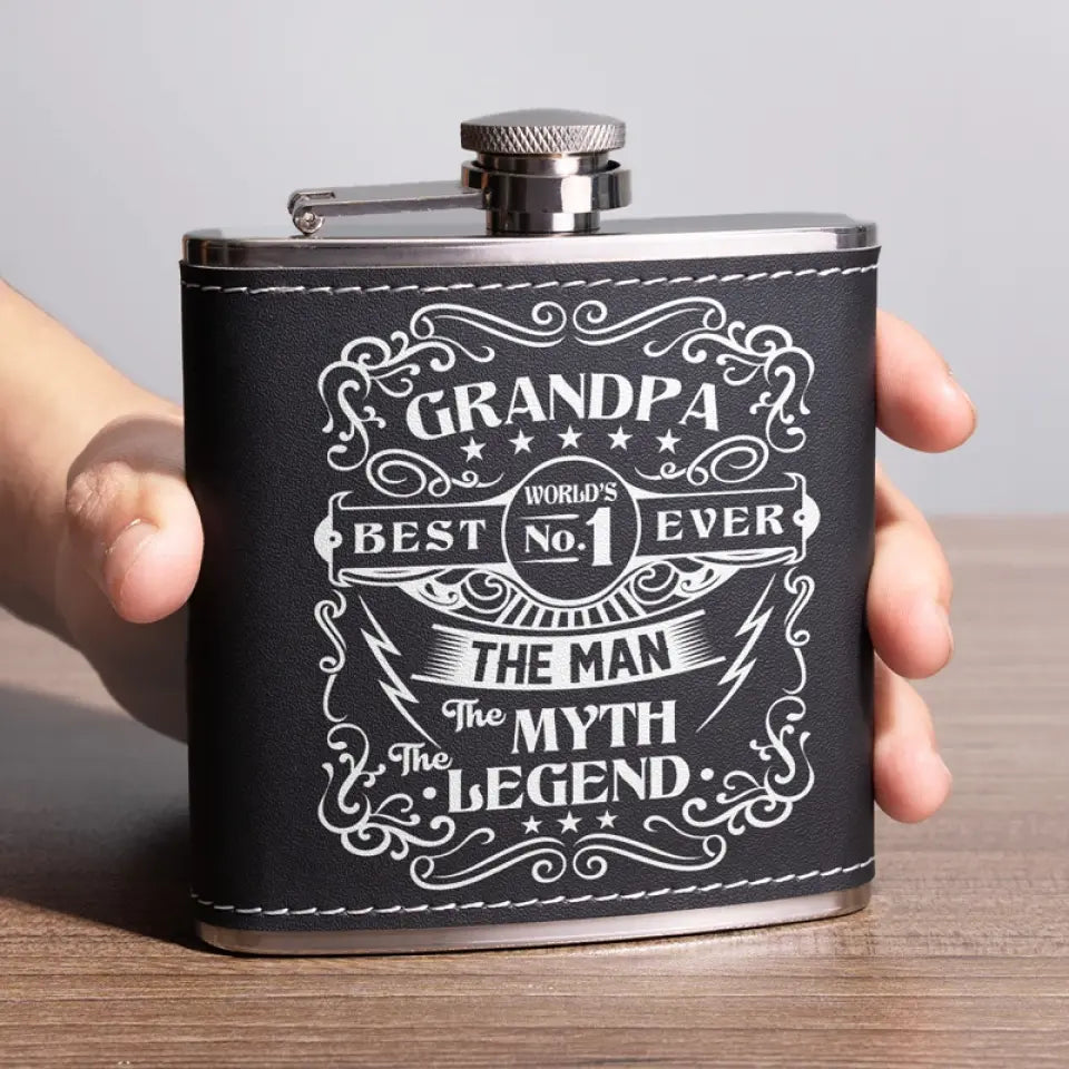 The Man The Myth The Legend - Family Personalized Custom Hip Flask - Father's Day Gifts