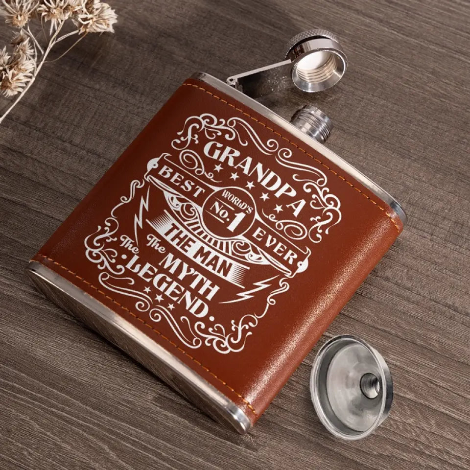 The Man The Myth The Legend - Family Personalized Custom Hip Flask - Father's Day Gifts