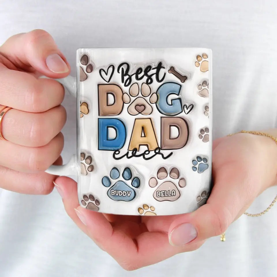 Best Fur Dad Ever - Dog & Cat Custom 3D Inflated Effect Printed Mug - Gift For Pet Lovers