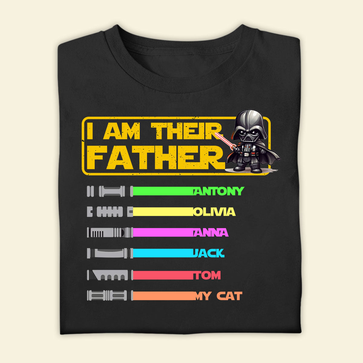 Personalized Lightsaber T-Shirt For Dad - I Am Their Father - Dad Customized Sweatshirt