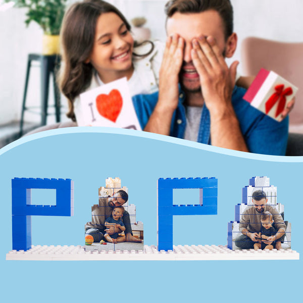 Personalized Papa Photo Building Block Puzzles, Photo Block, Father's Day Gifts