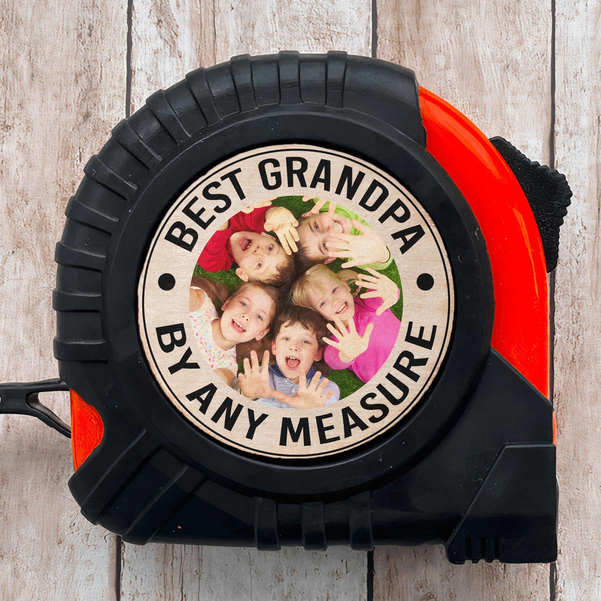 Best Grandpa By Any Measure - Personalized Photo Tape Measure