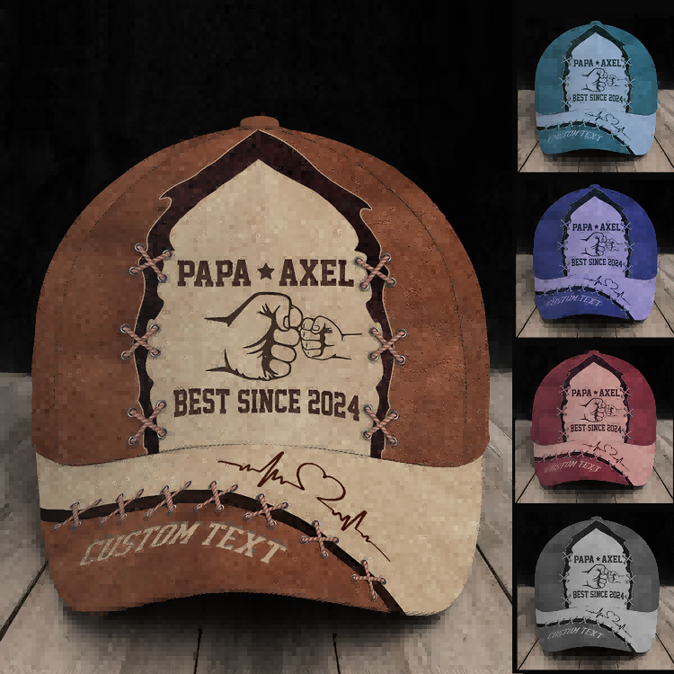 Custom Papa With Grandkids Best Since Year Classic Cap