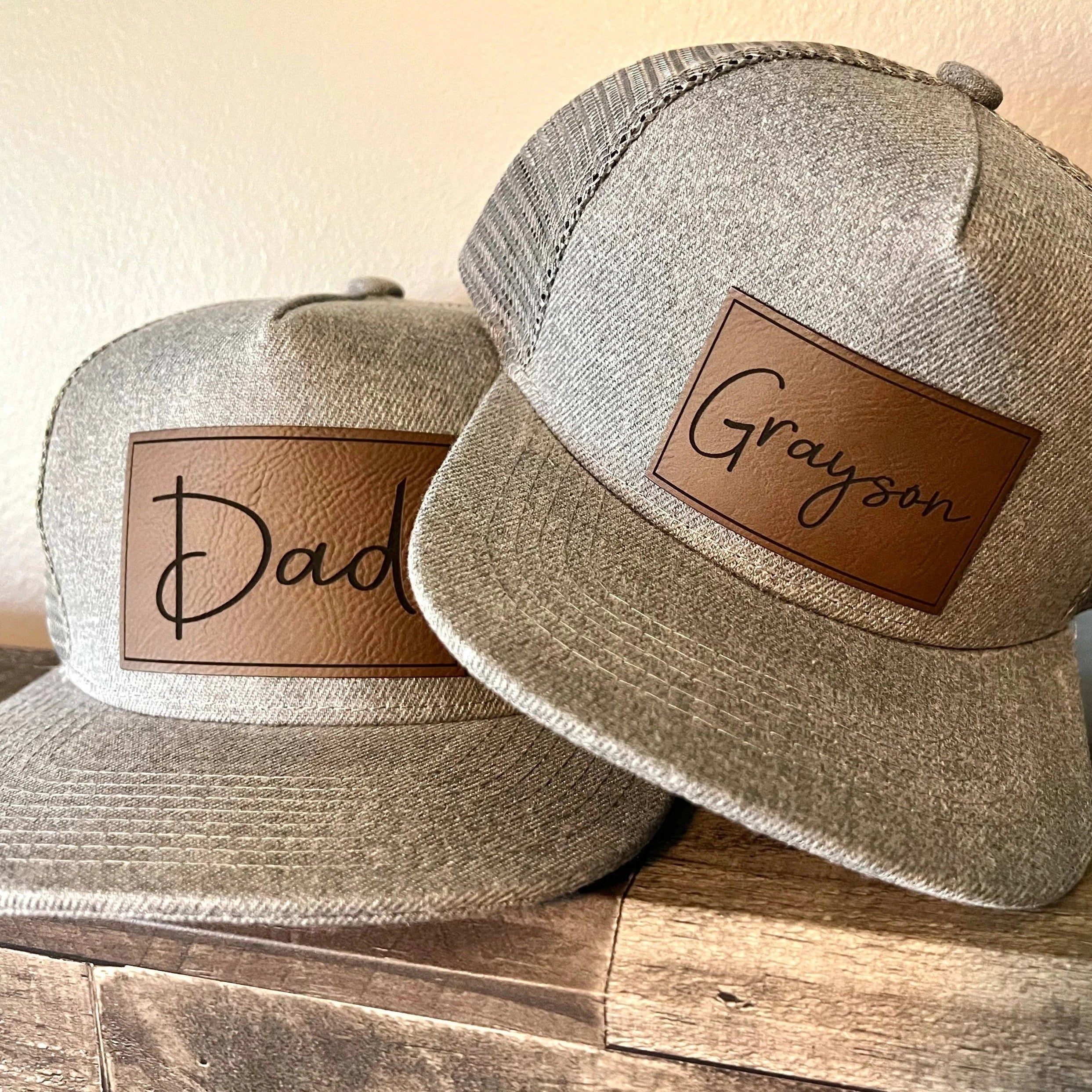 💖For Family💖Custom Father & Children Leather Patch Hat