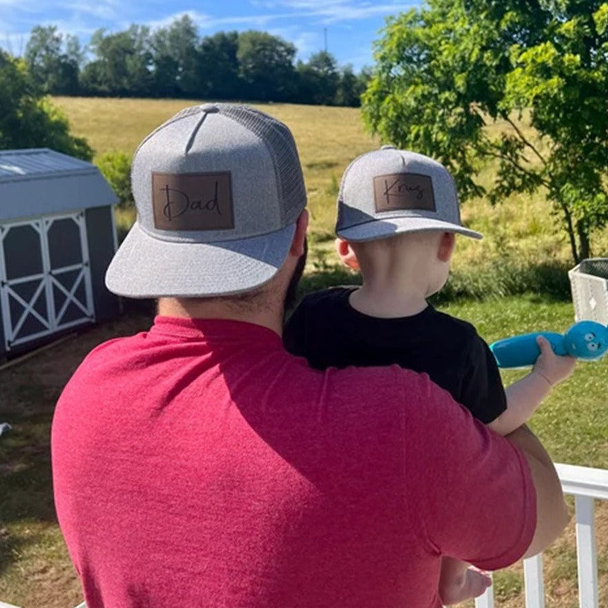 💖For Family💖Custom Father & Children Leather Patch Hat