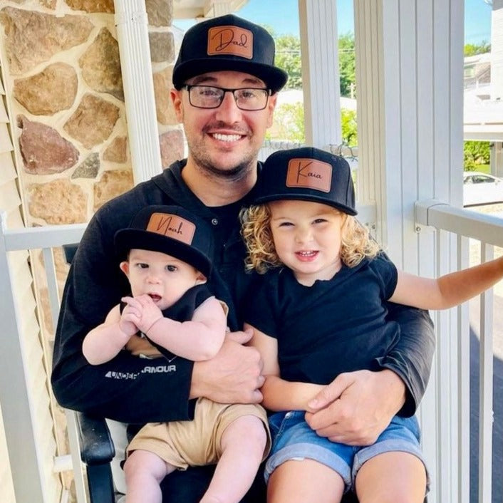 💖For Family💖Custom Father & Children Leather Patch Hat