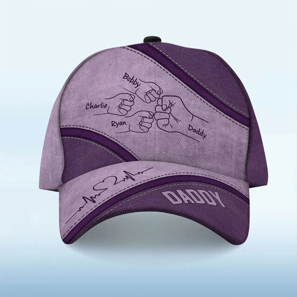 Outline Fist Bump Daddy Grandpa Personalized Classic Cap, Father's Day Gift