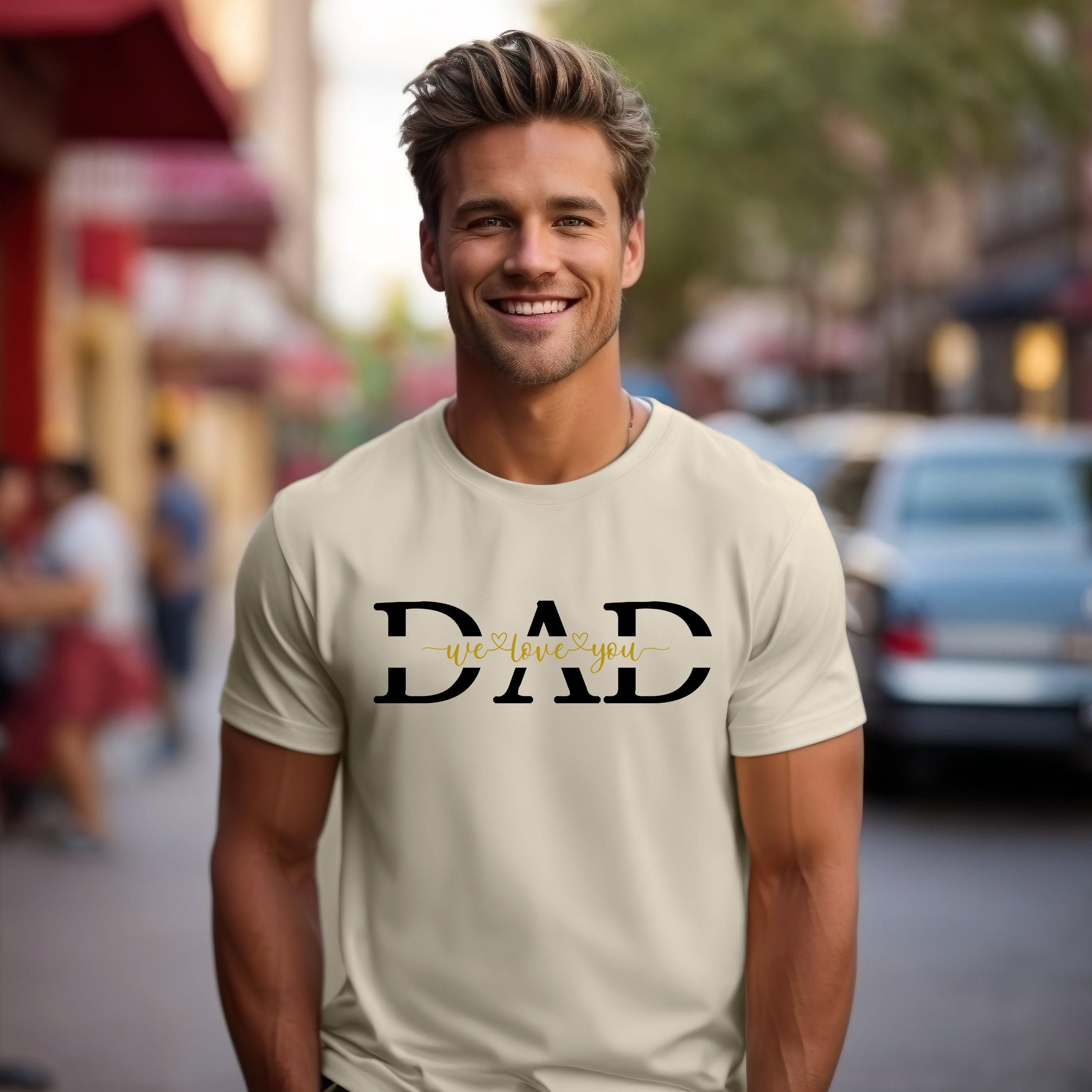 Dad "We love you"Hoodie Personalized, Kids Name on Sleeve Father T-Shirt Gift, Cool Dad Sweatshirt