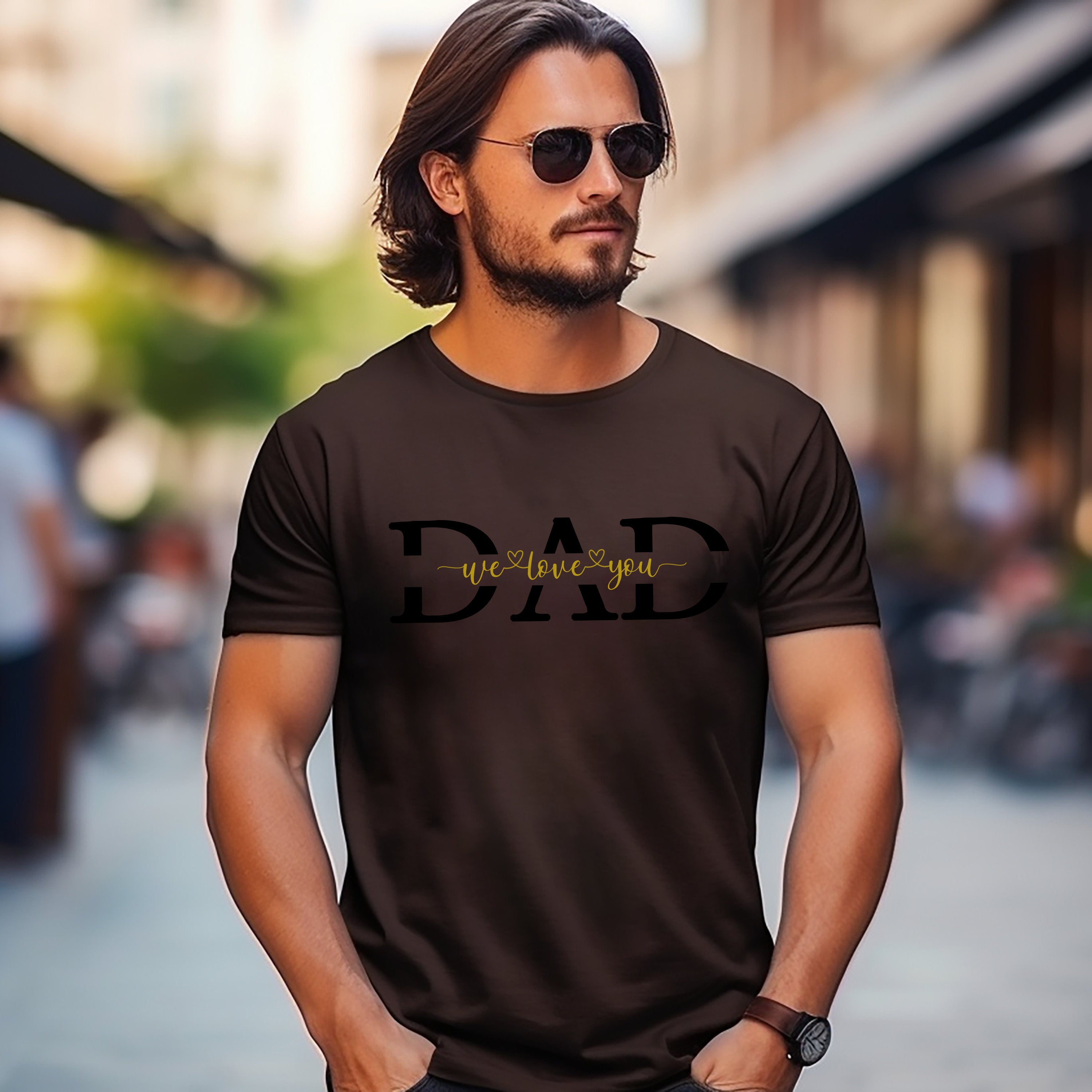 Dad "We love you"Hoodie Personalized, Kids Name on Sleeve Father T-Shirt Gift, Cool Dad Sweatshirt